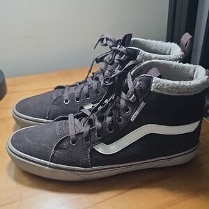 Brown High-Top Sneakers with White Accents